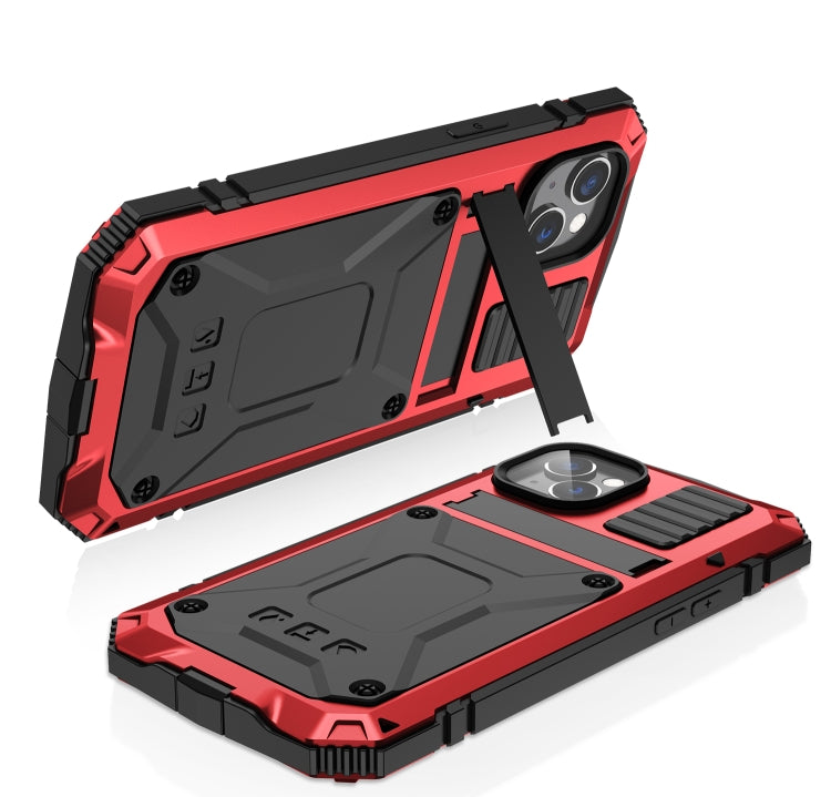 For iPhone 14 R-JUST Shockproof Waterproof Dust-proof Case with Holder (Red) - iPhone 14 Cases by R-JUST | Online Shopping UK | buy2fix
