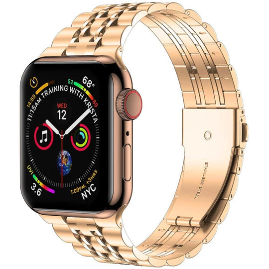 Seven-bead Ultra-thin Stainless Steel Watch Band For Apple Watch Ultra 49mm&Watch Ultra 2 49mm / Series 9&8&7 45mm / SE 3&SE 2&6&SE&5&4 44mm / 3&2&1 42mm(Rose Gold)