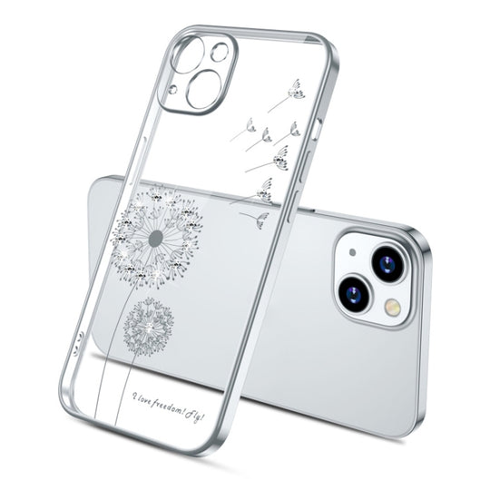 For iPhone 14 Pro Electroplating Diamond Dandelion TPU Phone Case(Silver)