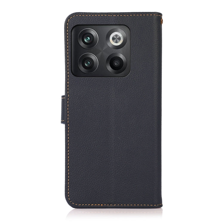 For OnePlus 10T/Ace Pro KHAZNEH Custer Texture RFID Genuine Leather Phone Case(Blue) - OnePlus Cases by buy2fix | Online Shopping UK | buy2fix