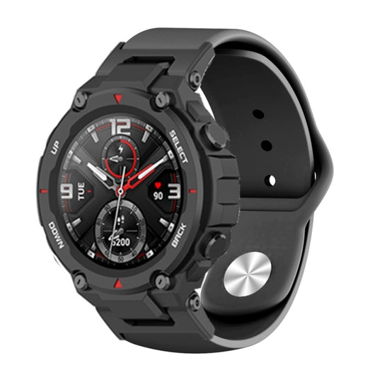 For Amazfit T-Rex / T-Rex Pro / Ares Silicone Reverse Buckle Watch Band(Black)
