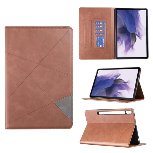 For Samsung Galaxy Tab S7 FE/Tab S7+/Tab S8+ Prismatic Leather Tablet Case(Brown) by buy2fix