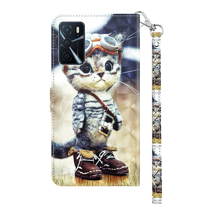 For OPPO A16 / A16s / A54s 3D Painted Leather Phone Case(Naughty Cat) by buy2fix