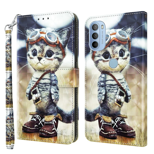 For Motorola Moto G41 / G31 3D Painted Leather Phone Case(Naughty Cat)