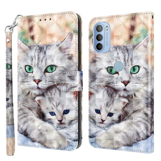 For Motorola Moto G41 / G31 3D Painted Leather Phone Case(Two Loving Cats)