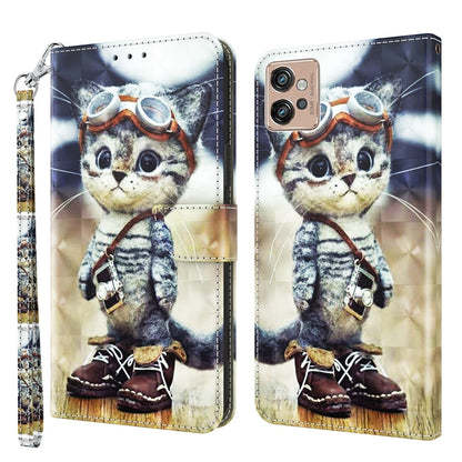 For Motorola Moto G32 5G 3D Painted Leather Phone Case(Naughty Cat) by buy2fix