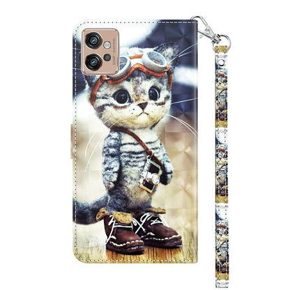 For Motorola Moto G32 5G 3D Painted Leather Phone Case(Naughty Cat) by buy2fix