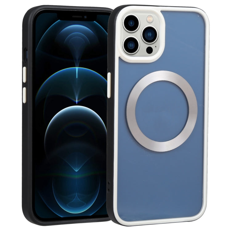 For iPhone 12 Pro Max Two-color Shield MagSafe TPU + PC Phone Case(Black) by buy2fix