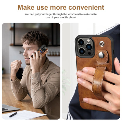For iPhone 13 Pro Max Suteni 215 Wrist Strap PU Phone Case (Brown) - iPhone 13 Pro Max Cases by Suteni | Online Shopping UK | buy2fix