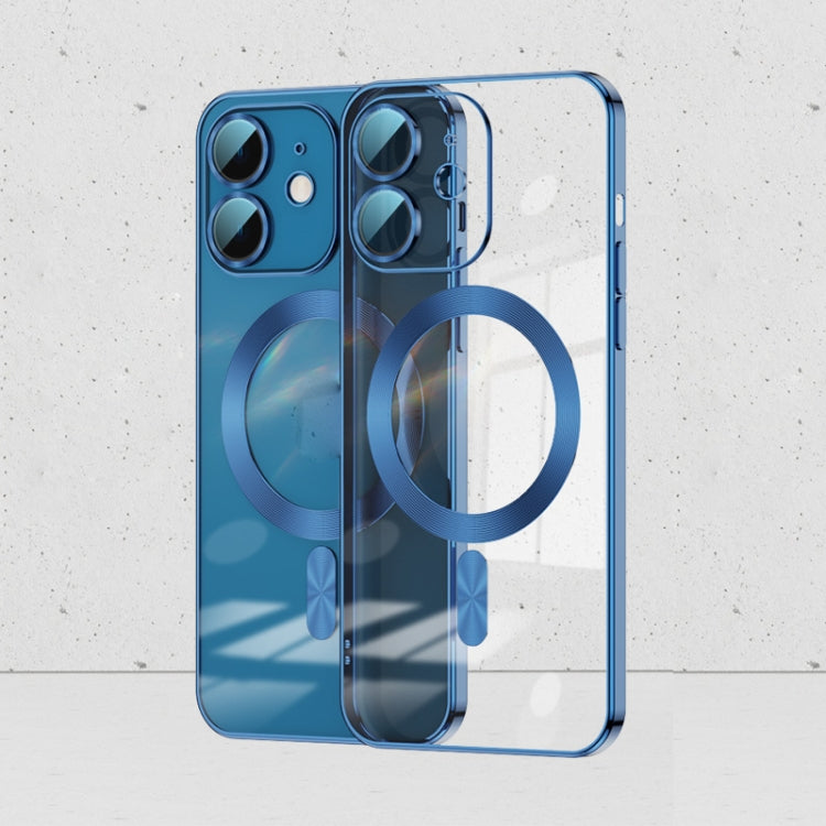 For iPhone 12 Whorl Electroplated MagSafe Magnetic Phone Case(Navy Blue) by buy2fix