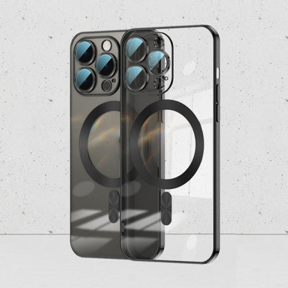 For iPhone 12 Pro Whorl Electroplated MagSafe Magnetic Phone Case(Black) by buy2fix