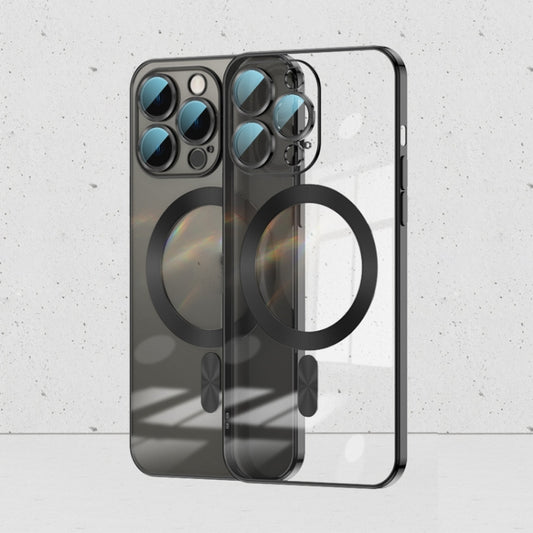 For iPhone 12 Pro Whorl Electroplated MagSafe Magnetic Phone Case(Black) by buy2fix