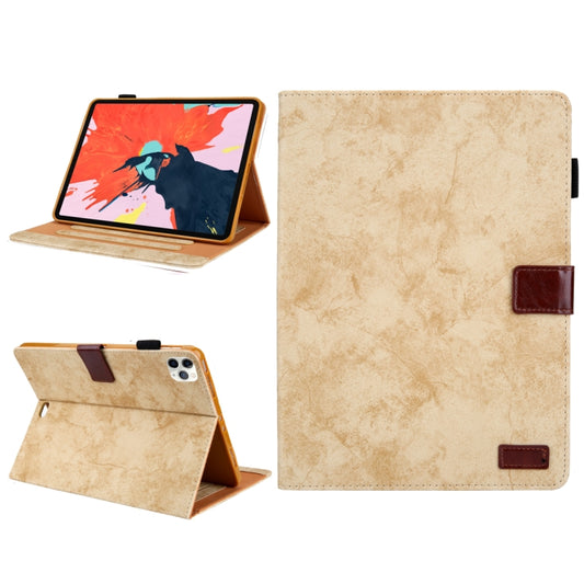 For iPad Pro 11 (2020) & (2018) Marble Style Cloth Texture Tablet PC Protective Leather Case with Bracket & Card Slot & Photo Holder(Yellow) - iPad Pro 11 (2018) Cases by buy2fix | Online Shopping UK | buy2fix