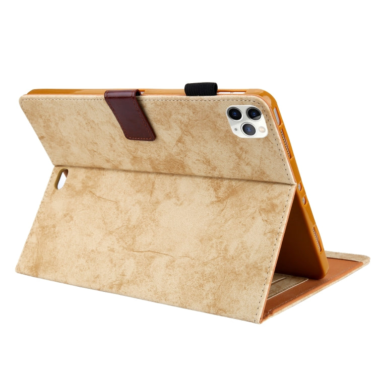 For iPad Pro 11 (2020) & (2018) Marble Style Cloth Texture Tablet PC Protective Leather Case with Bracket & Card Slot & Photo Holder(Yellow) - iPad Pro 11 (2018) Cases by buy2fix | Online Shopping UK | buy2fix