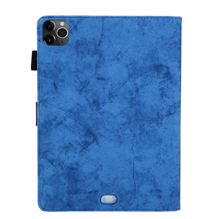 For iPad Pro 11 (2020) & (2018) Marble Style Cloth Texture Tablet PC Protective Leather Case with Bracket & Card Slot & Photo Holder(Blue) - iPad Pro 11 (2018) Cases by buy2fix | Online Shopping UK | buy2fix
