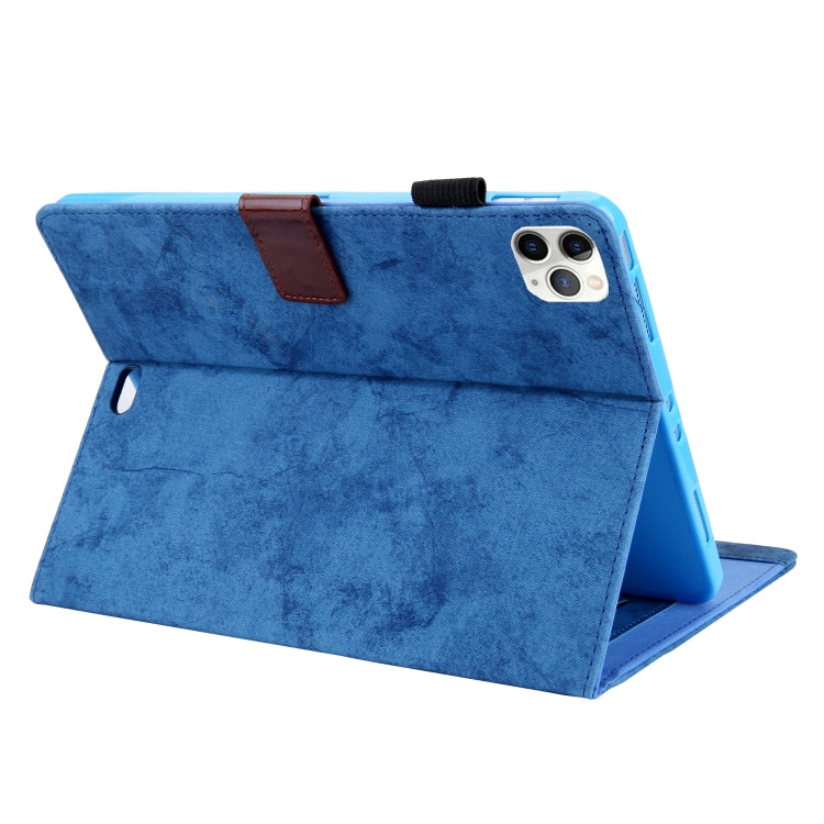 For iPad Pro 11 (2020) & (2018) Marble Style Cloth Texture Tablet PC Protective Leather Case with Bracket & Card Slot & Photo Holder(Blue) - iPad Pro 11 (2018) Cases by buy2fix | Online Shopping UK | buy2fix
