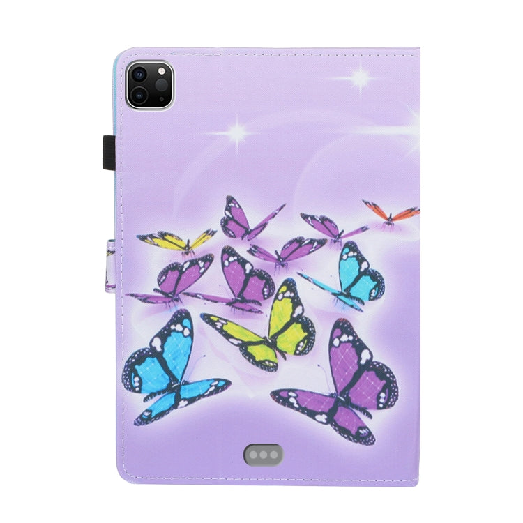 For iPad Pro 11 inch 2020 Painted Left and Right Flat Leather Tablet Case with Sleep Function & Card Slot & Buckle Anti-skid Strip and Bracket(Butterfly) - iPad Pro 11 (2020) Cases by buy2fix | Online Shopping UK | buy2fix