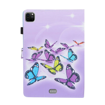 For iPad Pro 11 inch 2020 Painted Left and Right Flat Leather Tablet Case with Sleep Function & Card Slot & Buckle Anti-skid Strip and Bracket(Butterfly) - iPad Pro 11 (2020) Cases by buy2fix | Online Shopping UK | buy2fix