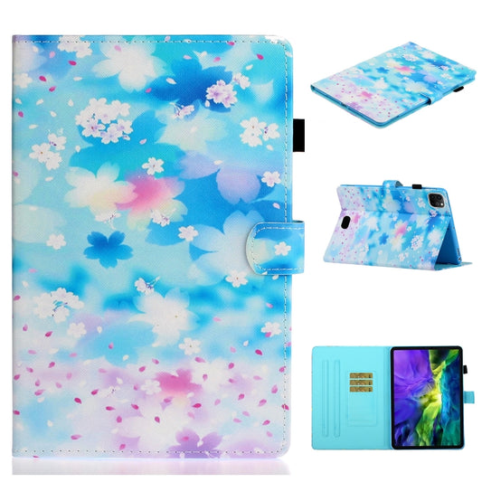 For iPad Pro 11 inch 2020 Painted Left and Right Flat Leather Tablet Case with Sleep Function & Card Slot & Buckle Anti-skid Strip and Bracket(Petal Rain) - iPad Pro 11 (2020) Cases by buy2fix | Online Shopping UK | buy2fix