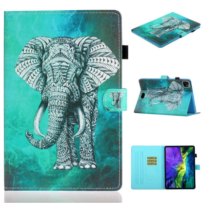For iPad Pro 11 inch 2020 Painted Left and Right Flat Leather Tablet Case with Sleep Function & Card Slot & Buckle Anti-skid Strip and Bracket(Elephant) - iPad Pro 11 (2020) Cases by buy2fix | Online Shopping UK | buy2fix