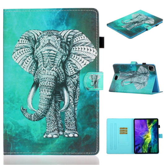 For iPad Pro 11 inch 2020 Painted Left and Right Flat Leather Tablet Case with Sleep Function & Card Slot & Buckle Anti-skid Strip and Bracket(Elephant) - iPad Pro 11 (2020) Cases by buy2fix | Online Shopping UK | buy2fix
