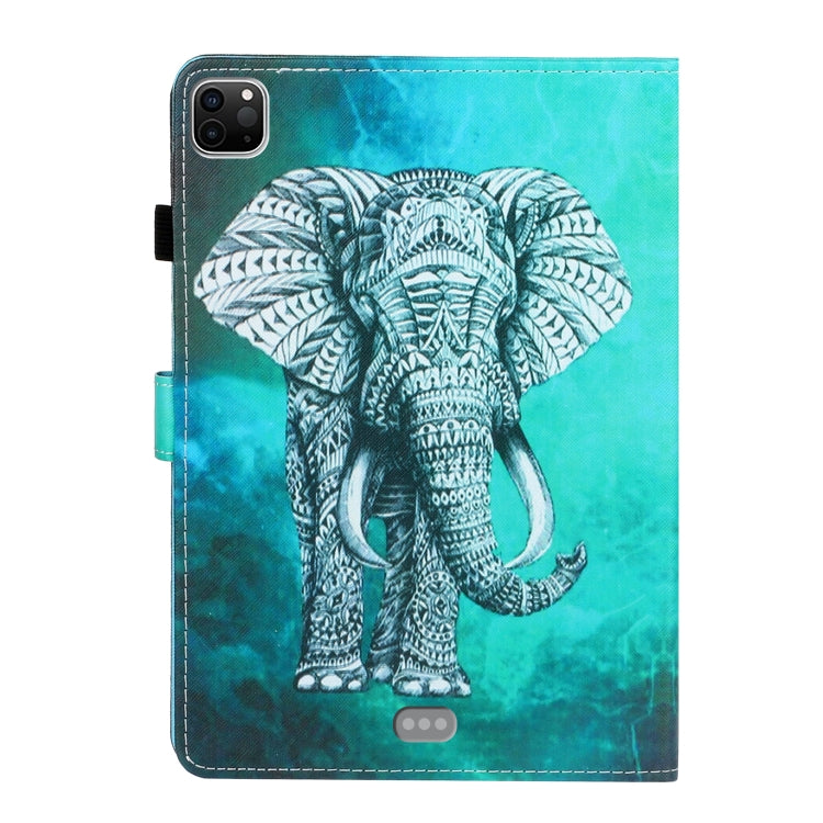 For iPad Pro 11 inch 2020 Painted Left and Right Flat Leather Tablet Case with Sleep Function & Card Slot & Buckle Anti-skid Strip and Bracket(Elephant) - iPad Pro 11 (2020) Cases by buy2fix | Online Shopping UK | buy2fix