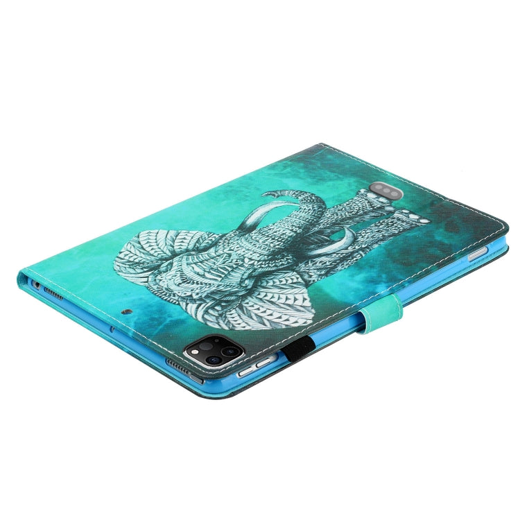 For iPad Pro 11 inch 2020 Painted Left and Right Flat Leather Tablet Case with Sleep Function & Card Slot & Buckle Anti-skid Strip and Bracket(Elephant) - iPad Pro 11 (2020) Cases by buy2fix | Online Shopping UK | buy2fix