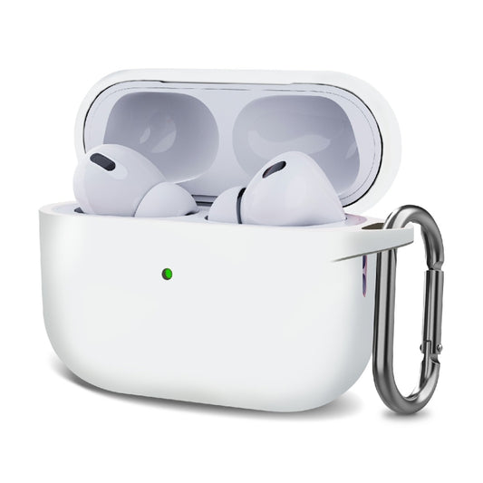 Silicone Thickening Wireless Earphone Protective Case with Hook For AirPods Pro 2(White) - For AirPods Pro 2 by buy2fix | Online Shopping UK | buy2fix
