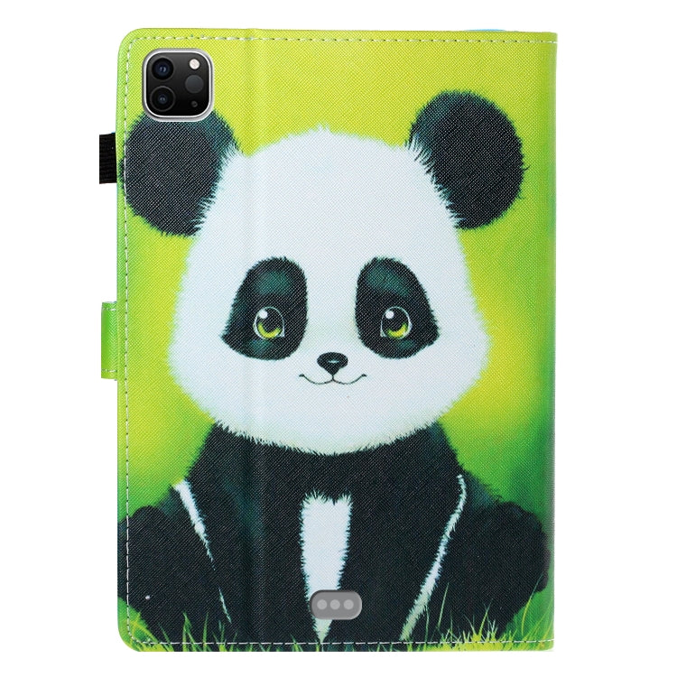 For iPad Pro 11 inch 2020 Painted Left and Right Flat Leather Tablet Case with Sleep Function & Card Slot & Buckle Anti-skid Strip and Bracket(Panda) - iPad Pro 11 (2020) Cases by buy2fix | Online Shopping UK | buy2fix