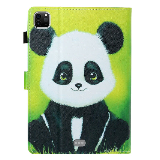 For iPad Pro 11 inch 2020 Painted Left and Right Flat Leather Tablet Case with Sleep Function & Card Slot & Buckle Anti-skid Strip and Bracket(Panda) - iPad Pro 11 (2020) Cases by buy2fix | Online Shopping UK | buy2fix