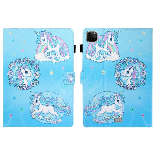 For iPad Pro 11 inch 2020 Painted Left and Right Flat Leather Tablet Case with Sleep Function & Card Slot & Buckle Anti-skid Strip and Bracket(Unicorn) - iPad Pro 11 (2020) Cases by buy2fix | Online Shopping UK | buy2fix