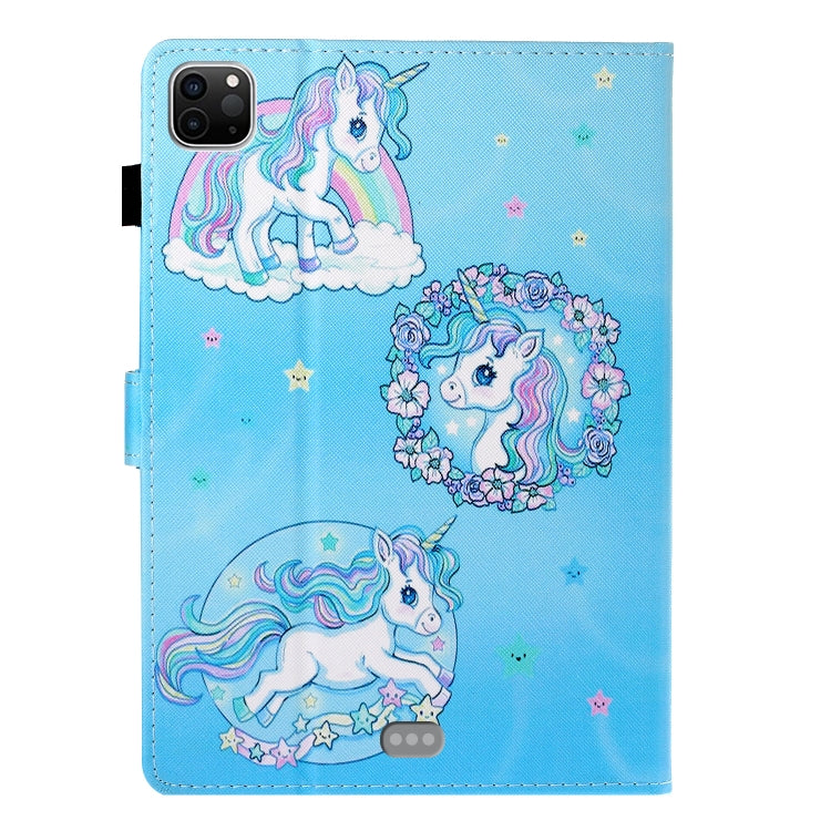 For iPad Pro 11 inch 2020 Painted Left and Right Flat Leather Tablet Case with Sleep Function & Card Slot & Buckle Anti-skid Strip and Bracket(Unicorn) - iPad Pro 11 (2020) Cases by buy2fix | Online Shopping UK | buy2fix
