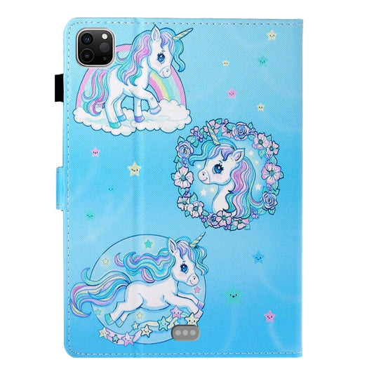 For iPad Pro 11 inch 2020 Painted Left and Right Flat Leather Tablet Case with Sleep Function & Card Slot & Buckle Anti-skid Strip and Bracket(Unicorn) - iPad Pro 11 (2020) Cases by buy2fix | Online Shopping UK | buy2fix