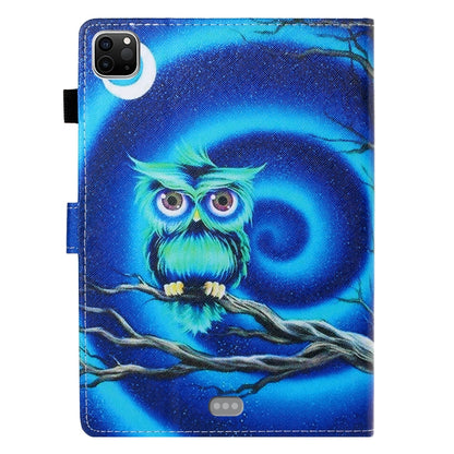 For iPad Pro 11 inch 2020 Painted Left and Right Flat Leather Tablet Case with Sleep Function & Card Slot & Buckle Anti-skid Strip and Bracket(Moon Owl) - iPad Pro 11 (2020) Cases by buy2fix | Online Shopping UK | buy2fix