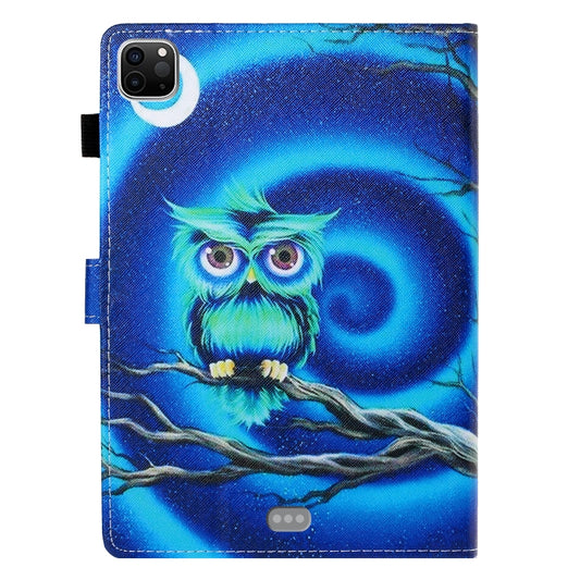 For iPad Pro 11 inch 2020 Painted Left and Right Flat Leather Tablet Case with Sleep Function & Card Slot & Buckle Anti-skid Strip and Bracket(Moon Owl) - iPad Pro 11 (2020) Cases by buy2fix | Online Shopping UK | buy2fix