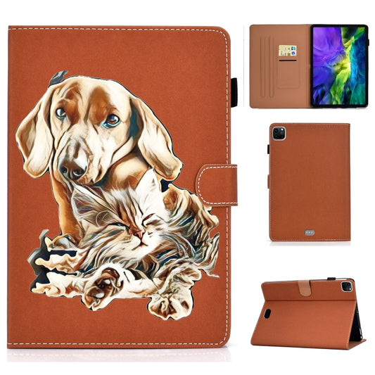 For iPad Pro 11 inch 2020 Sewing Thread Left and Right Painted Plate with Sleep Function & Pen Cover & Anti-skid strip & Bracket(Dog) - iPad Pro 11 (2020) Cases by buy2fix | Online Shopping UK | buy2fix