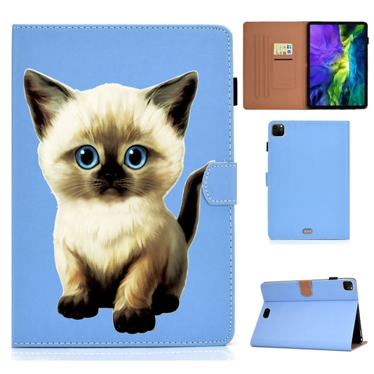 For iPad Pro 11 inch 2020 Sewing Thread Left and Right Painted Plate with Sleep Function & Pen Cover & Anti-skid strip & Bracket(Cat) - iPad Pro 11 (2020) Cases by buy2fix | Online Shopping UK | buy2fix