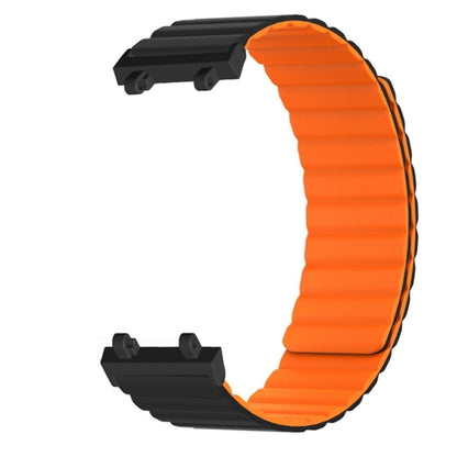 For Amazfit T-Rex 2 Silicone Magnetic Dual-color Watch Band(Black Orange) by buy2fix