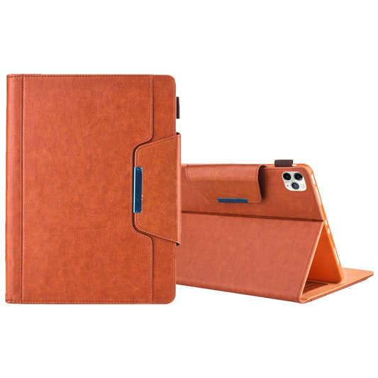 For iPad Pro 11 (2020) & (2018) Big Metal Button Business Tablet PC Protective Leather Case with Bracket & Card Slot & Photo Holder & Wallet(Brown) - iPad Pro 11 (2018) Cases by buy2fix | Online Shopping UK | buy2fix