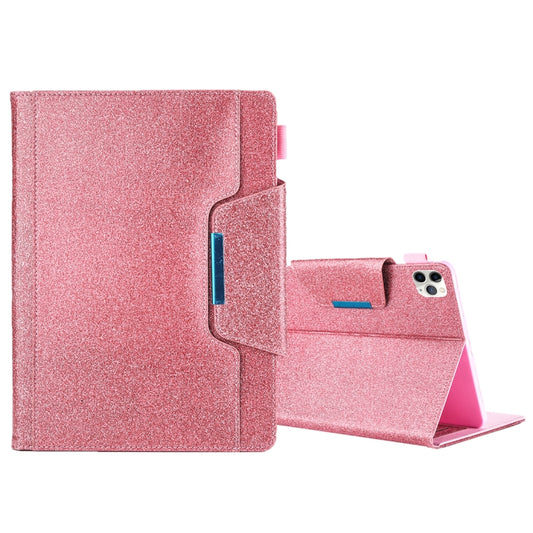 For iPad Pro 11 (2020) & (2018) Big Metal Button Business Tablet PC Protective Leather Case with Bracket & Card Slot & Photo Holder & Wallet(Pink) - iPad Pro 11 (2018) Cases by buy2fix | Online Shopping UK | buy2fix
