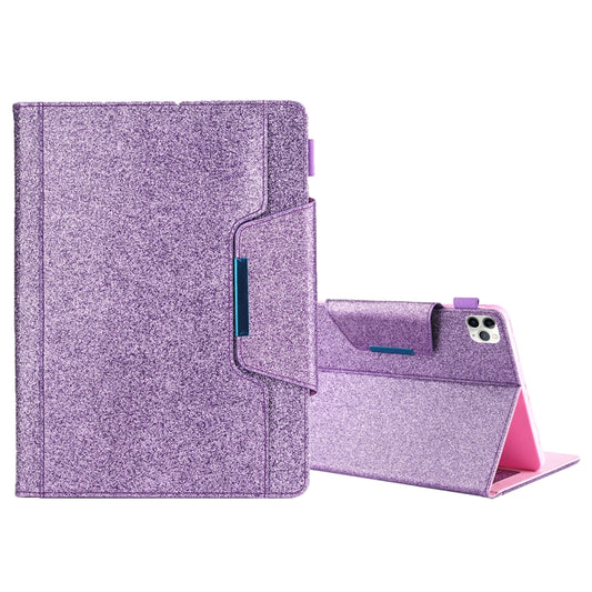 For iPad Pro 11 (2020) & (2018) Big Metal Button Business Tablet PC Protective Leather Case with Bracket & Card Slot & Photo Holder & Wallet(Purple) - iPad Pro 11 (2018) Cases by buy2fix | Online Shopping UK | buy2fix