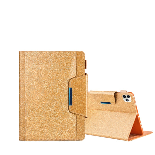 For iPad Pro 11 (2020) & (2018) Big Metal Button Business Tablet PC Protective Leather Case with Bracket & Card Slot & Photo Holder & Wallet(Gold) - iPad Pro 11 (2018) Cases by buy2fix | Online Shopping UK | buy2fix