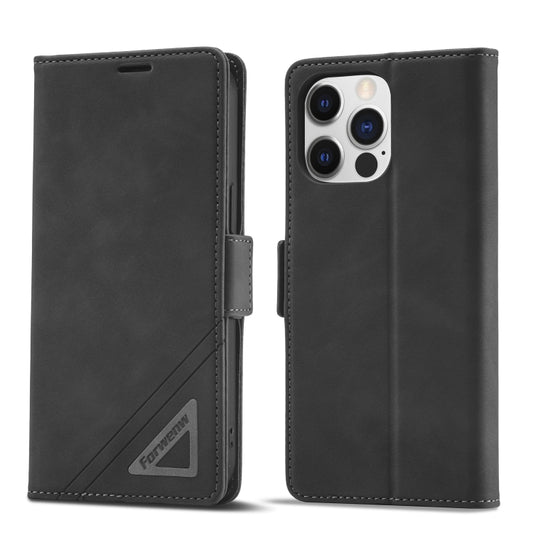 For iPhone 14 Pro Max Forwenw Dual-side Buckle Leather Phone Case (Black) - iPhone 14 Pro Max Cases by Forwenw | Online Shopping UK | buy2fix