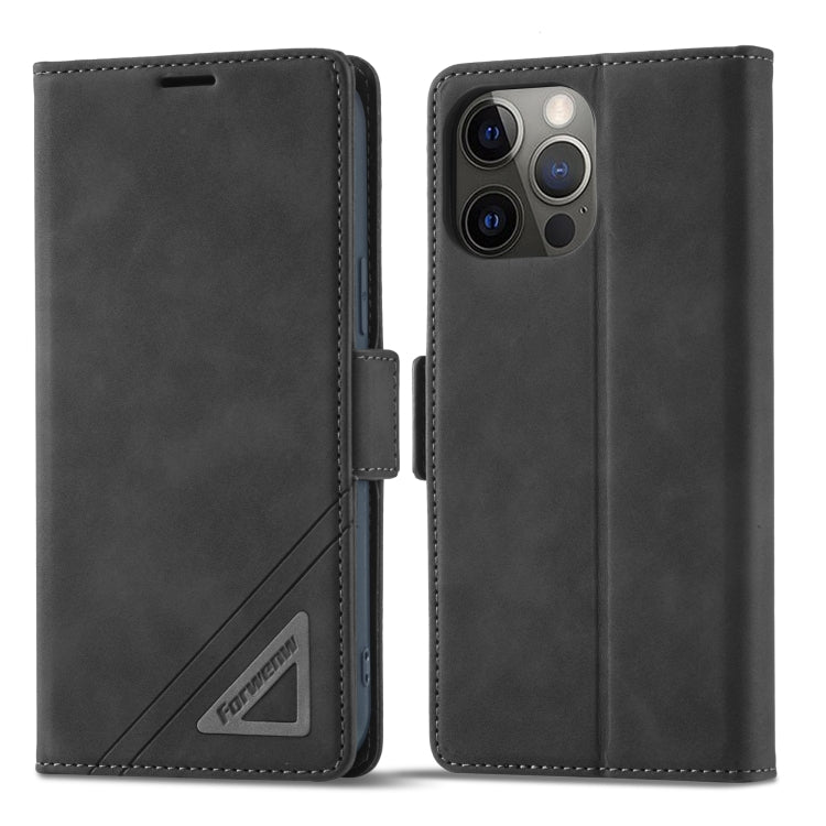 For iPhone 13 Pro Max Forwenw Dual-side Buckle Leather Phone Case (Black) - iPhone 13 Pro Max Cases by Forwenw | Online Shopping UK | buy2fix