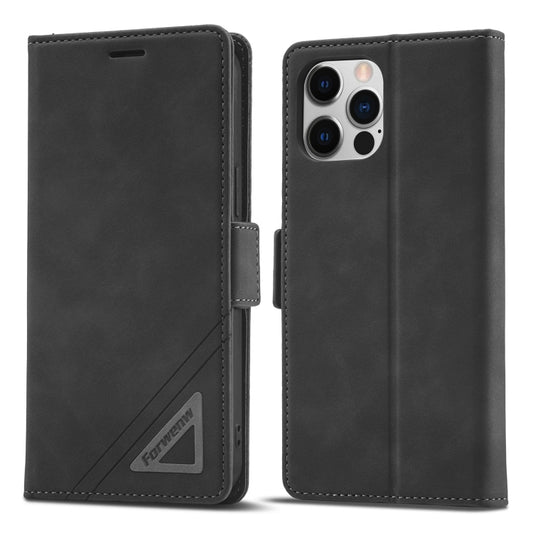 For iPhone 12 / 12 Pro Forwenw Dual-side Buckle Leather Phone Case(Black) - iPhone 12 / 12 Pro Cases by Forwenw | Online Shopping UK | buy2fix
