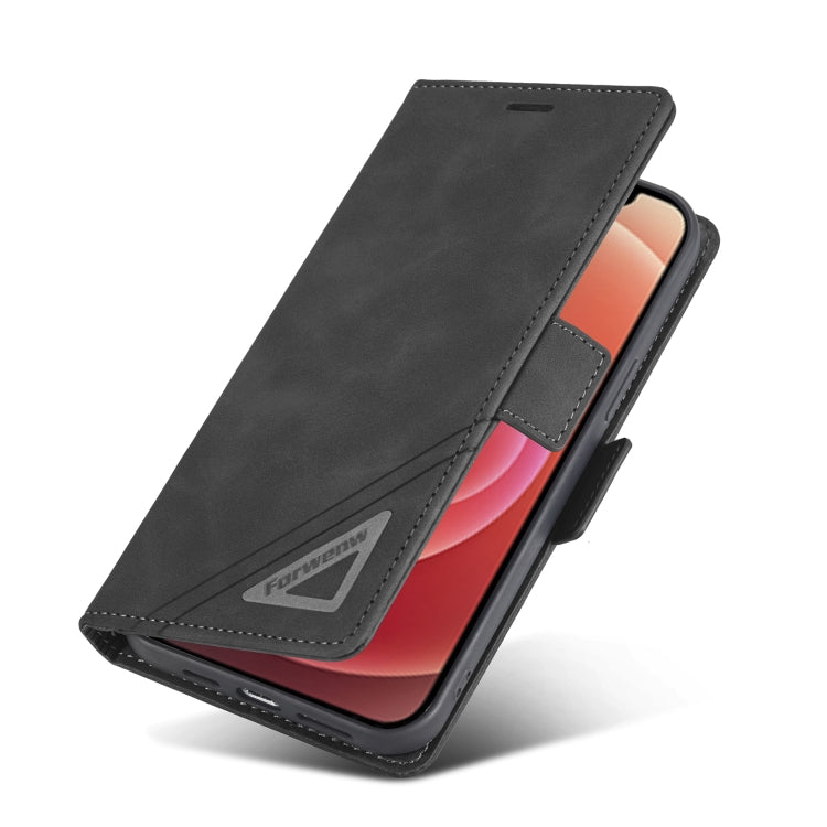 For iPhone 12 Pro Max Forwenw Dual-side Buckle Leather Phone Case(Black) - iPhone 12 Pro Max Cases by Forwenw | Online Shopping UK | buy2fix