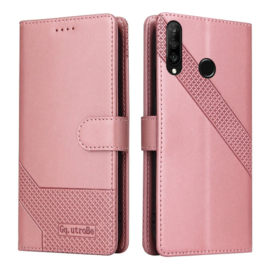 For Huawei P30 Lite GQUTROBE Skin Feel Magnetic Leather Phone Case(Rose Gold) - Huawei Cases by GQUTROBE | Online Shopping UK | buy2fix