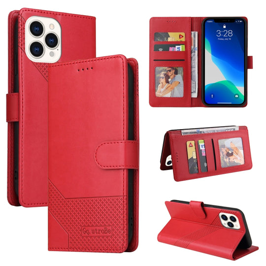 For iPhone 13 Pro GQUTROBE Skin Feel Magnetic Leather Phone Case (Red)