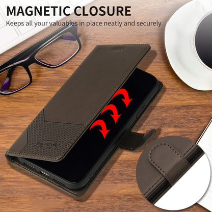 For iPhone 13 Pro GQUTROBE Skin Feel Magnetic Leather Phone Case (Brown) - iPhone 13 Pro Cases by GQUTROBE | Online Shopping UK | buy2fix