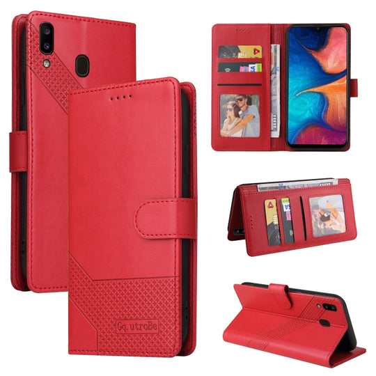 For Samsung Galaxy A20e GQUTROBE Skin Feel Magnetic Leather Phone Case(Red)
